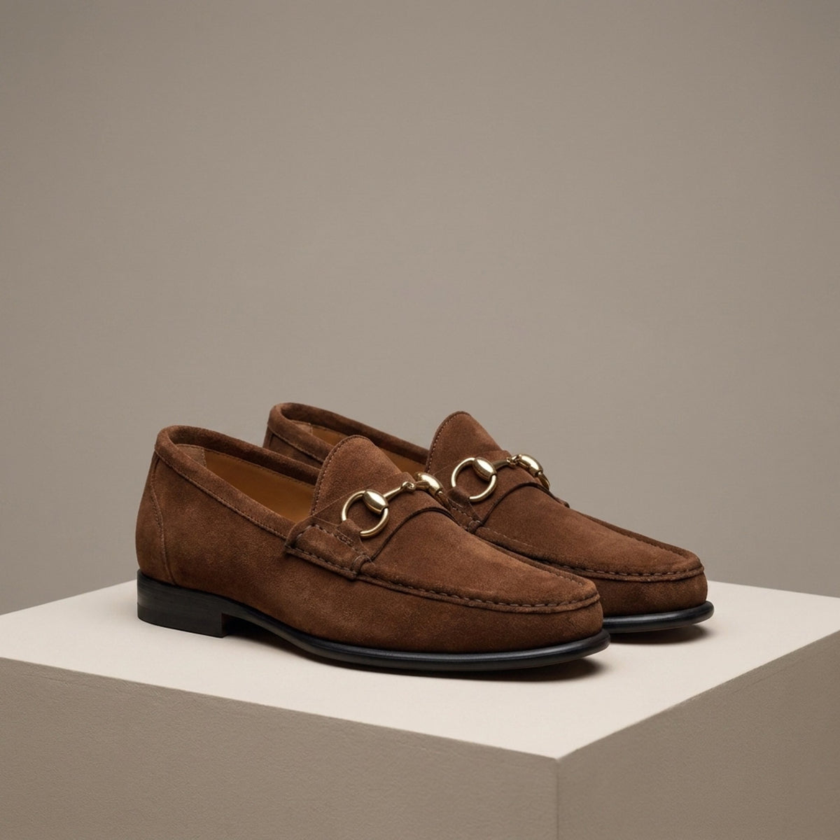 Height Increasing Brown Suede Portofino Bit Loafer - 3 Inch Hidden Heel