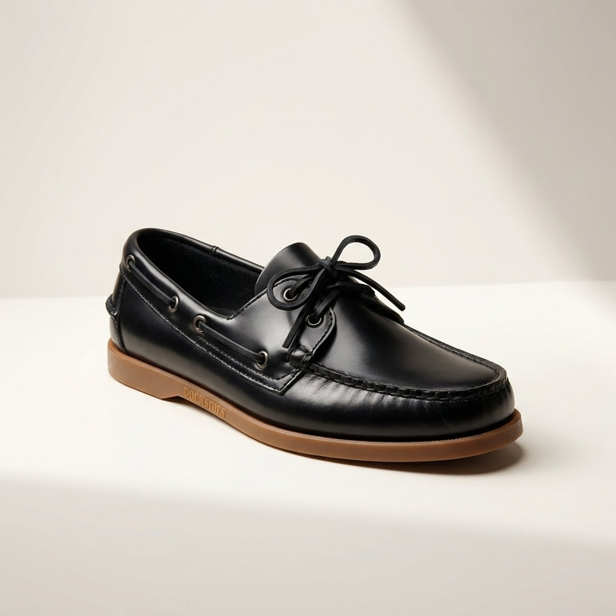Black Leather Rapallo Boat Shoe