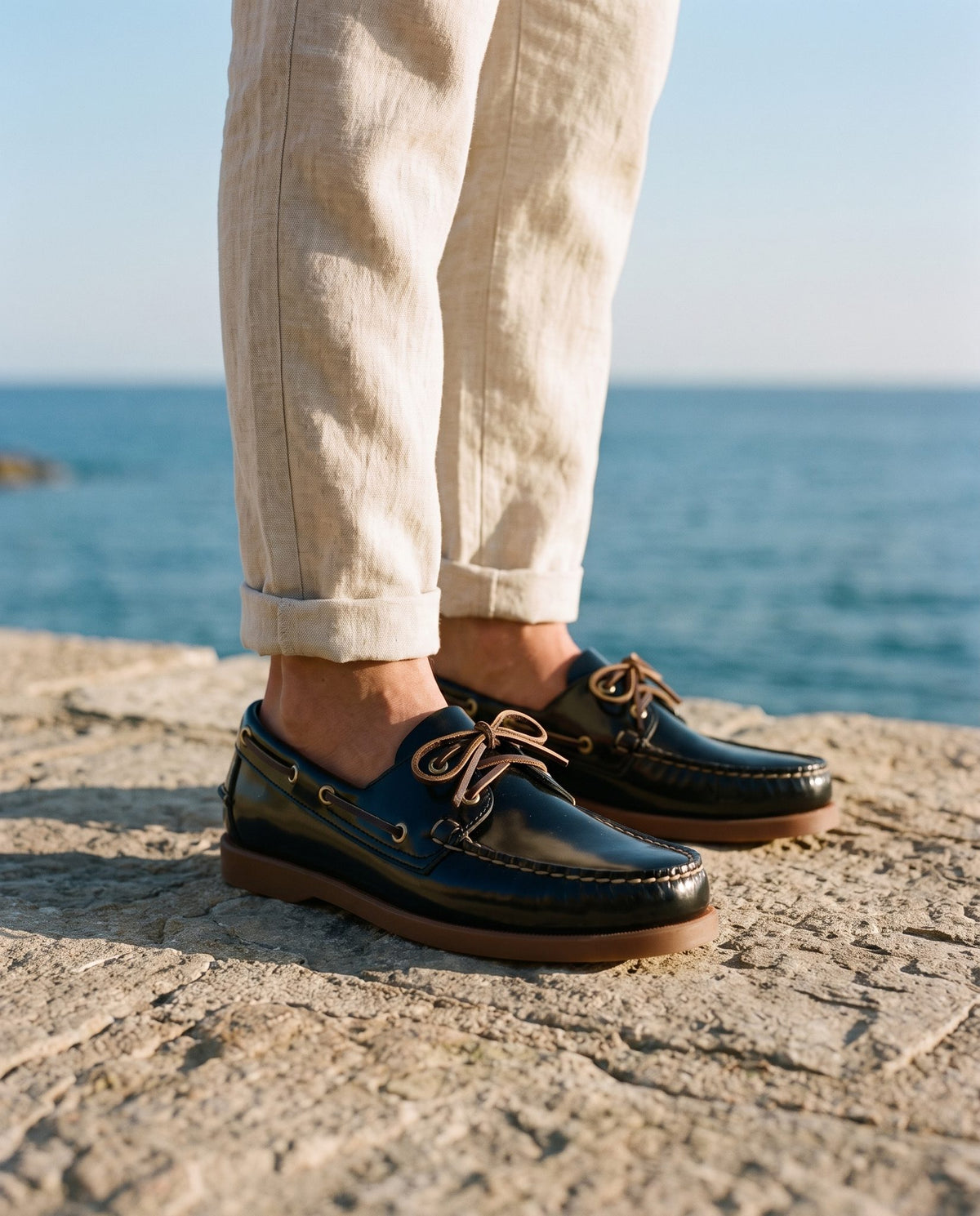 Black Patent Leather Taormina Boat Shoe – lifestyle