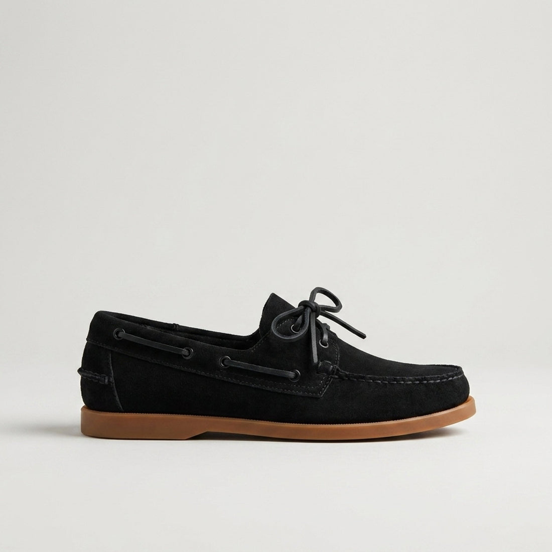 Height Increasing Black Suede Otranto Boat Shoe - 3 Inch Hidden Heel
