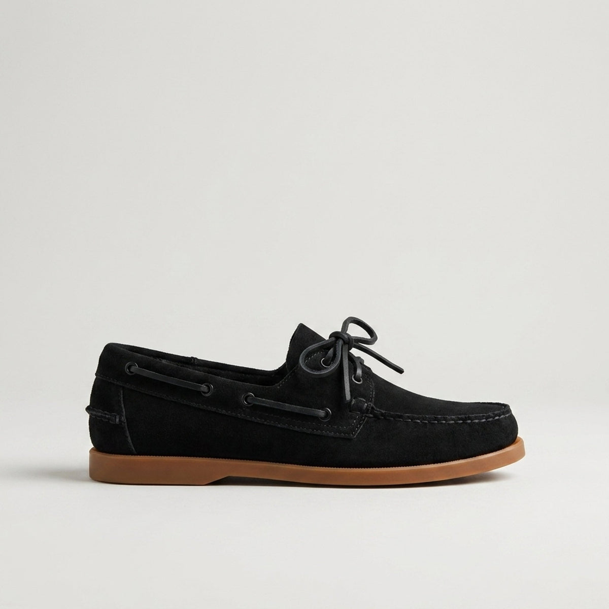 Height Increasing Black Suede Otranto Boat Shoe - 3 Inch Hidden Heel