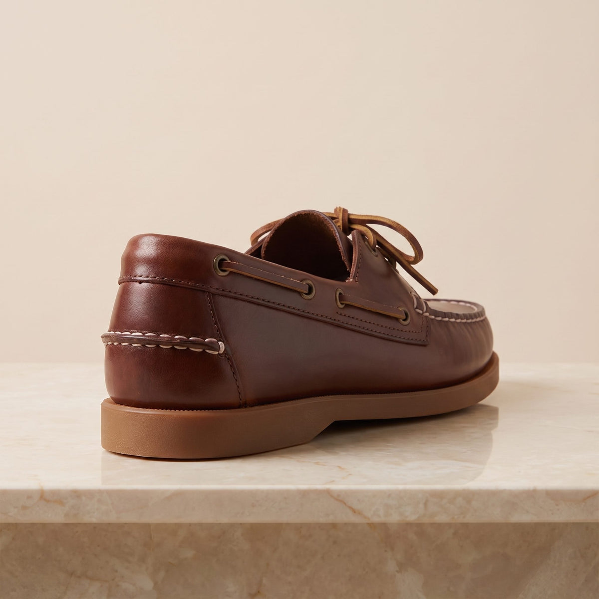Brown Leather Livorno Boat Shoe – back view