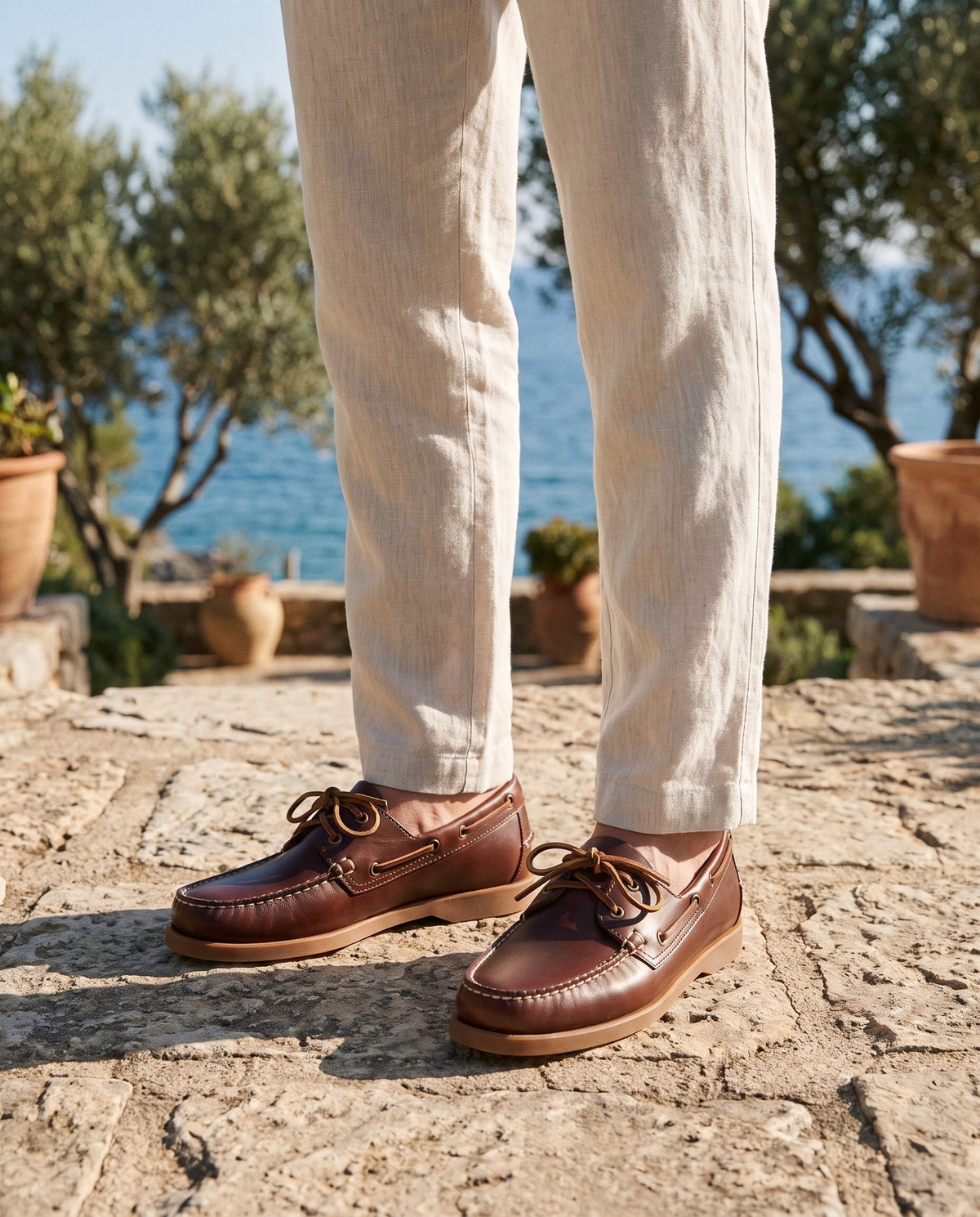Brown Leather Livorno Boat Shoe – lifestyle