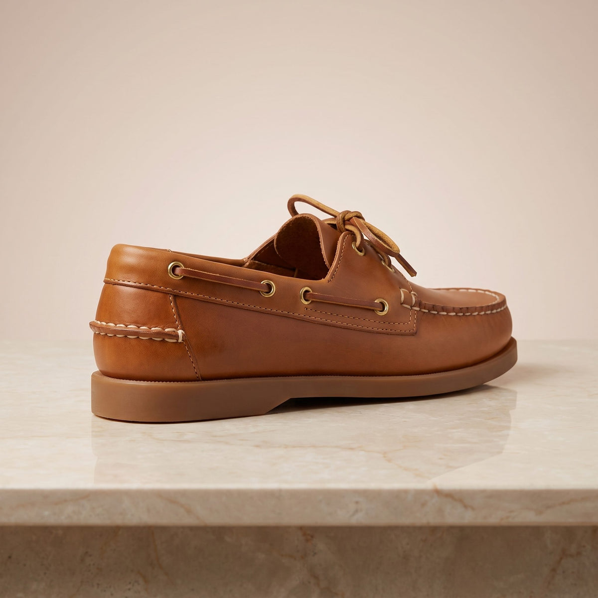Height Increasing Tan Leather Lerici Boat Shoe - 3 Inch Hidden Heel – back view