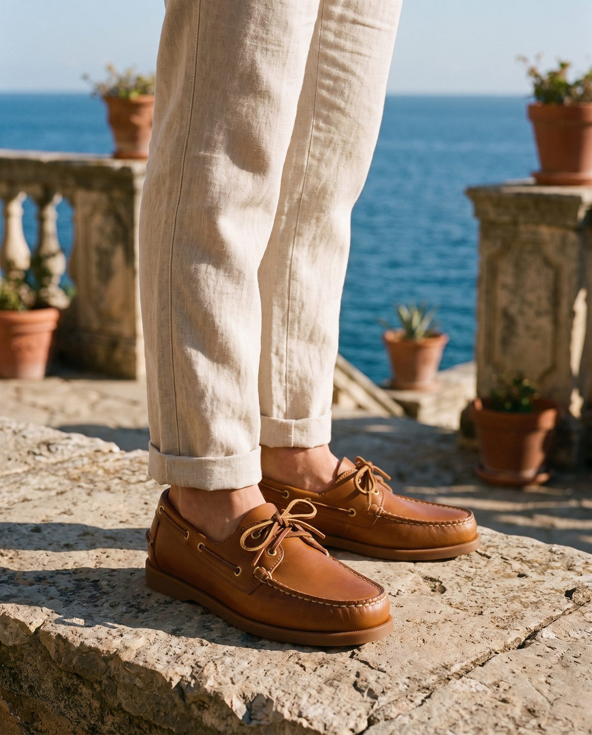 Tan Leather Lerici Boat Shoe – lifestyle