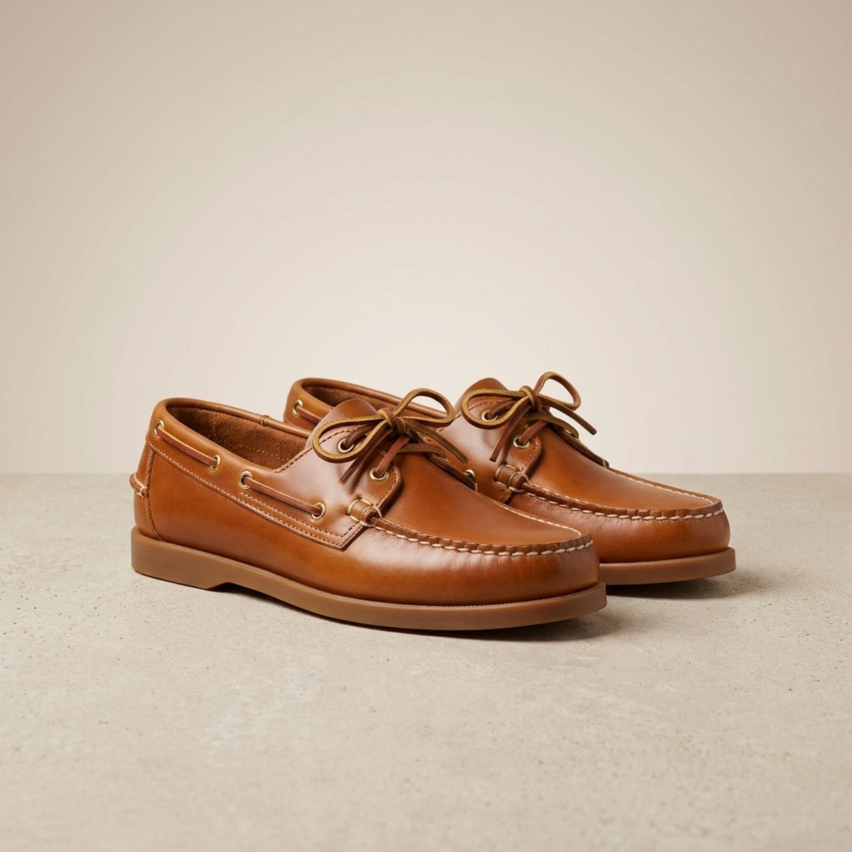 Height Increasing Tan Leather Lerici Boat Shoe - 3 Inch Hidden Heel