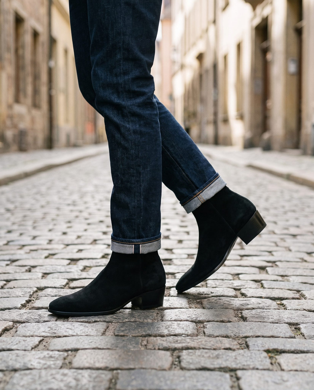 Height Increasing Black Suede Cassia Heeled Zip Boot - 3 Inch Hidden Heel – lifestyle
