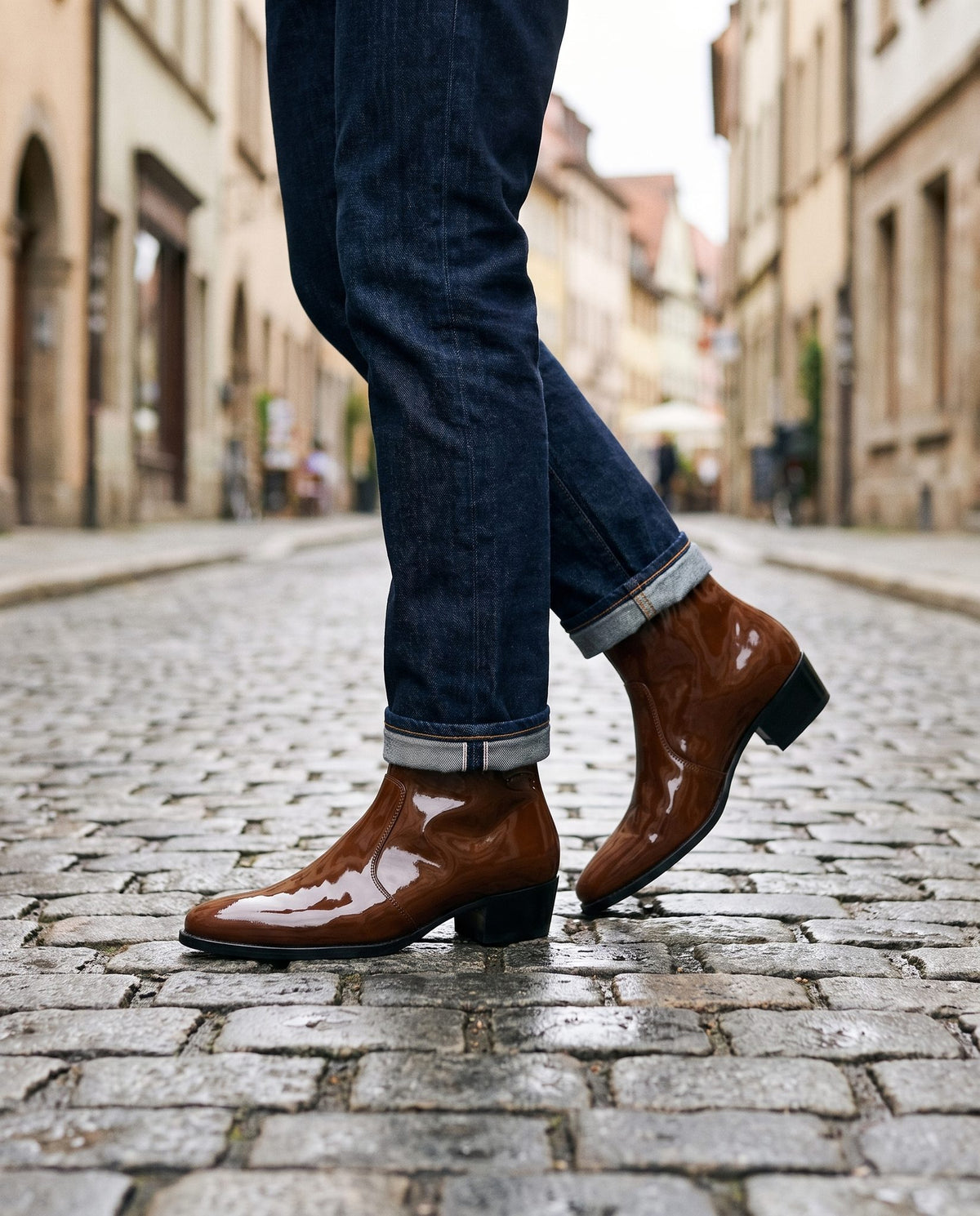 Brown Leather Salaria Heeled Zip Boot – lifestyle