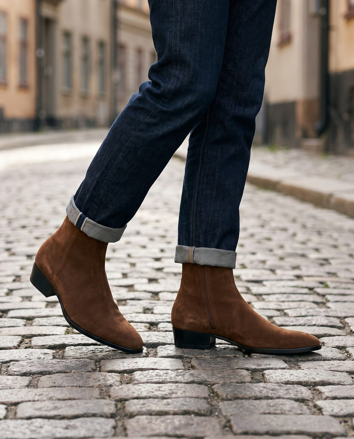 Brown Suede Dolomiti Heeled Zip Boot – lifestyle