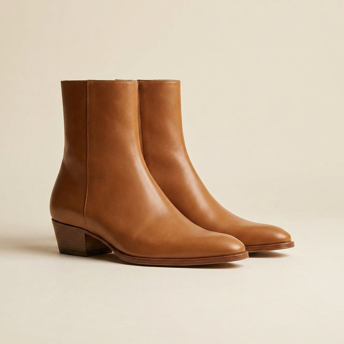 Tan Leather Cervino Heeled Zip Boot