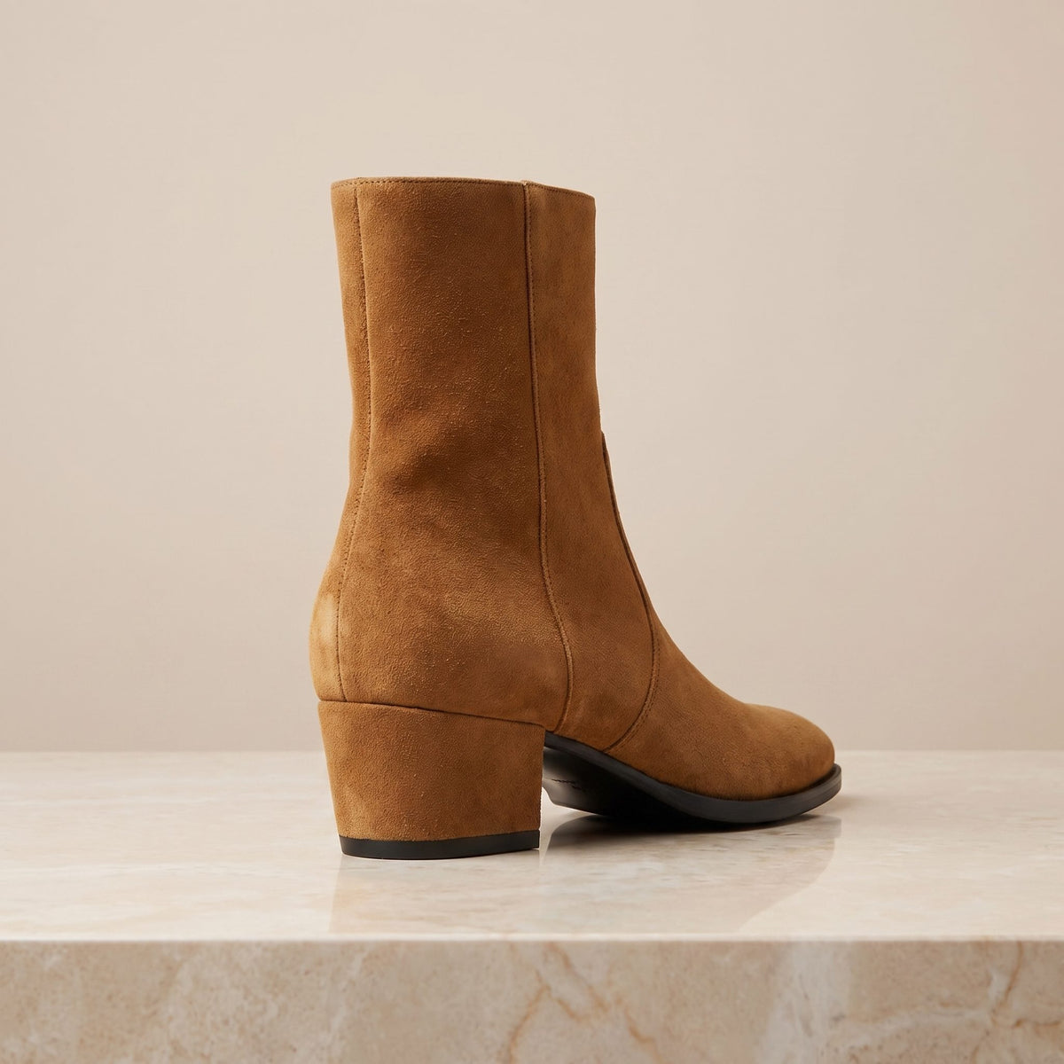 Tan Suede Monviso Heeled Zip Boot – back view