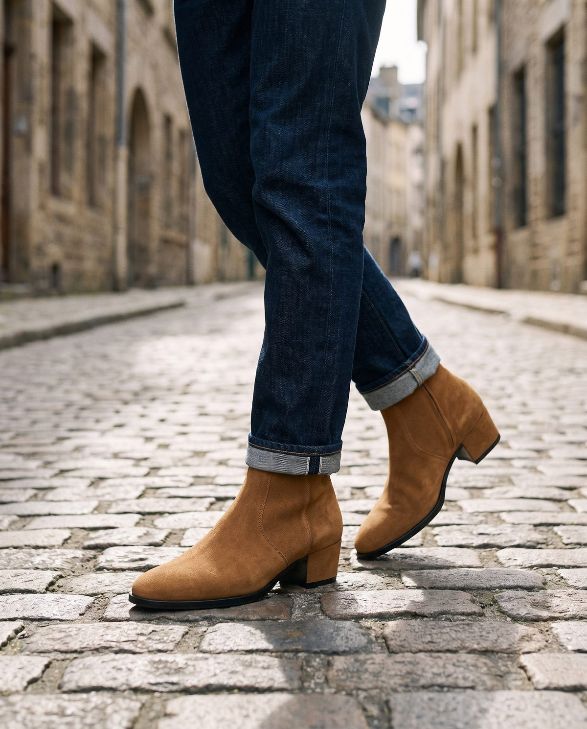 Tan Suede Monviso Heeled Zip Boot – lifestyle