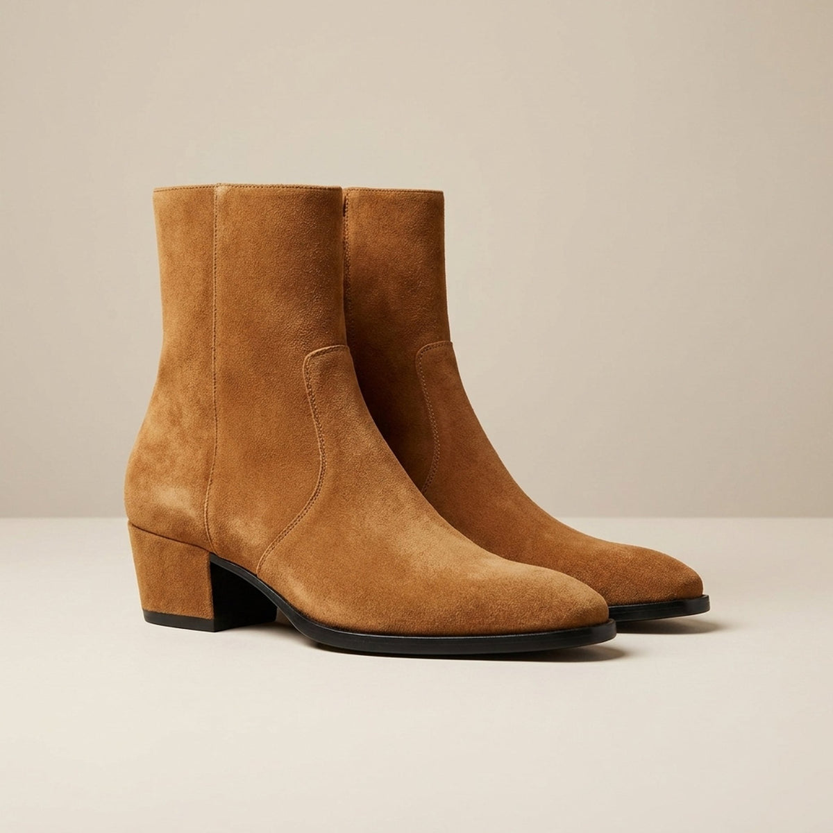 Tan Suede Monviso Heeled Zip Boot