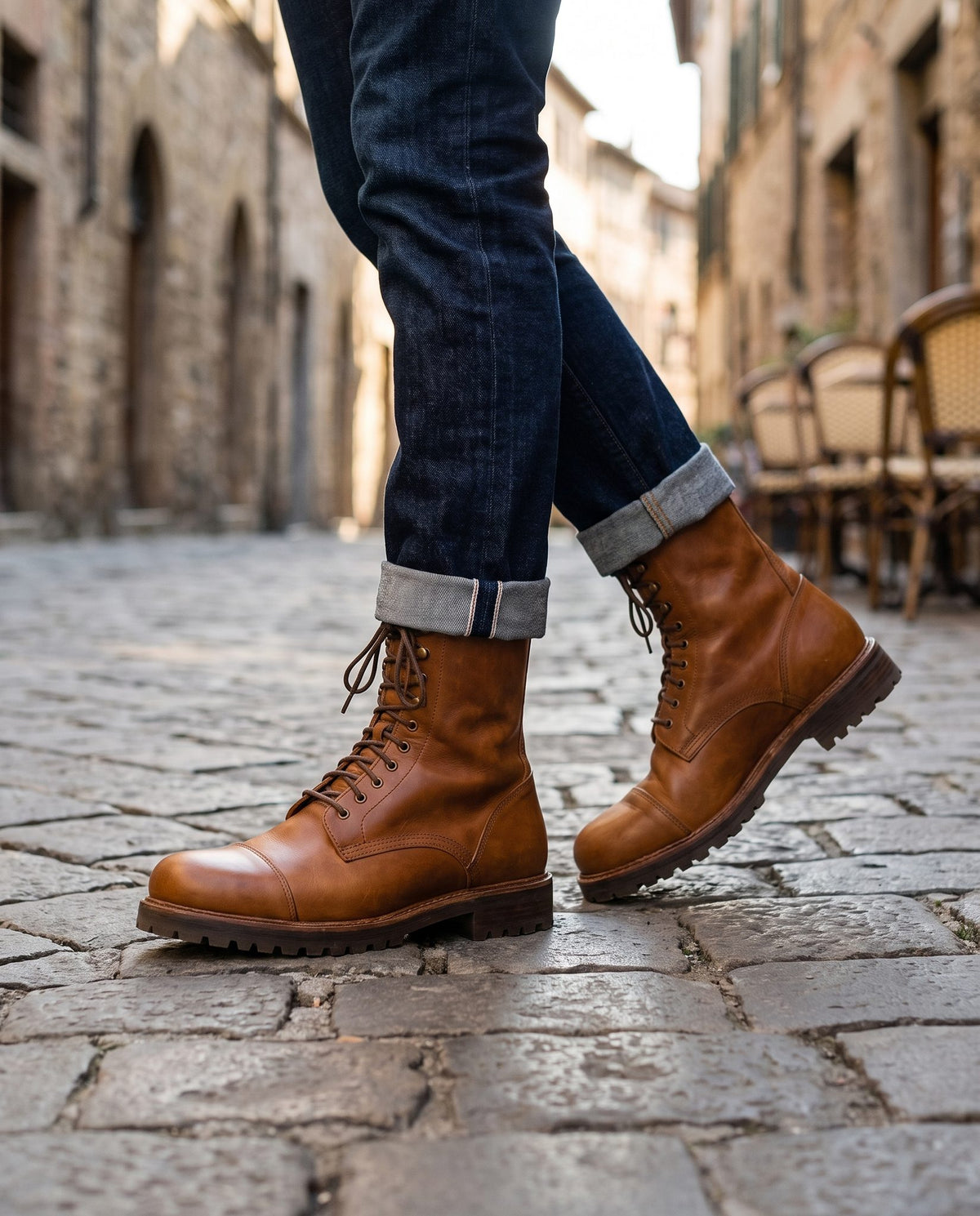 Height Increasing Tan Leather Monferrato Lace-Up Combat Boot - 3 Inch Hidden Heel – lifestyle