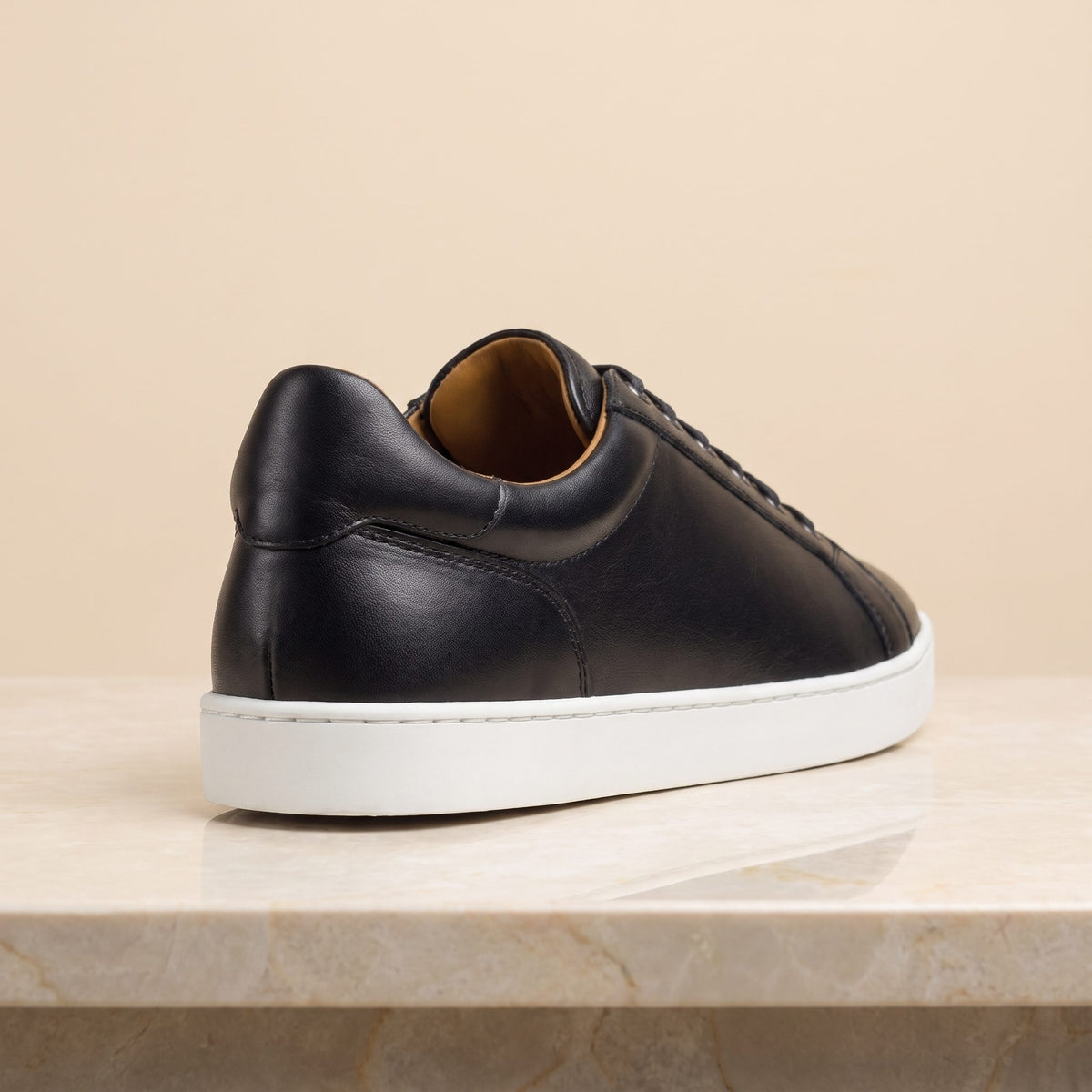 Black Leather Trebbia Low-Top Sneaker – back view