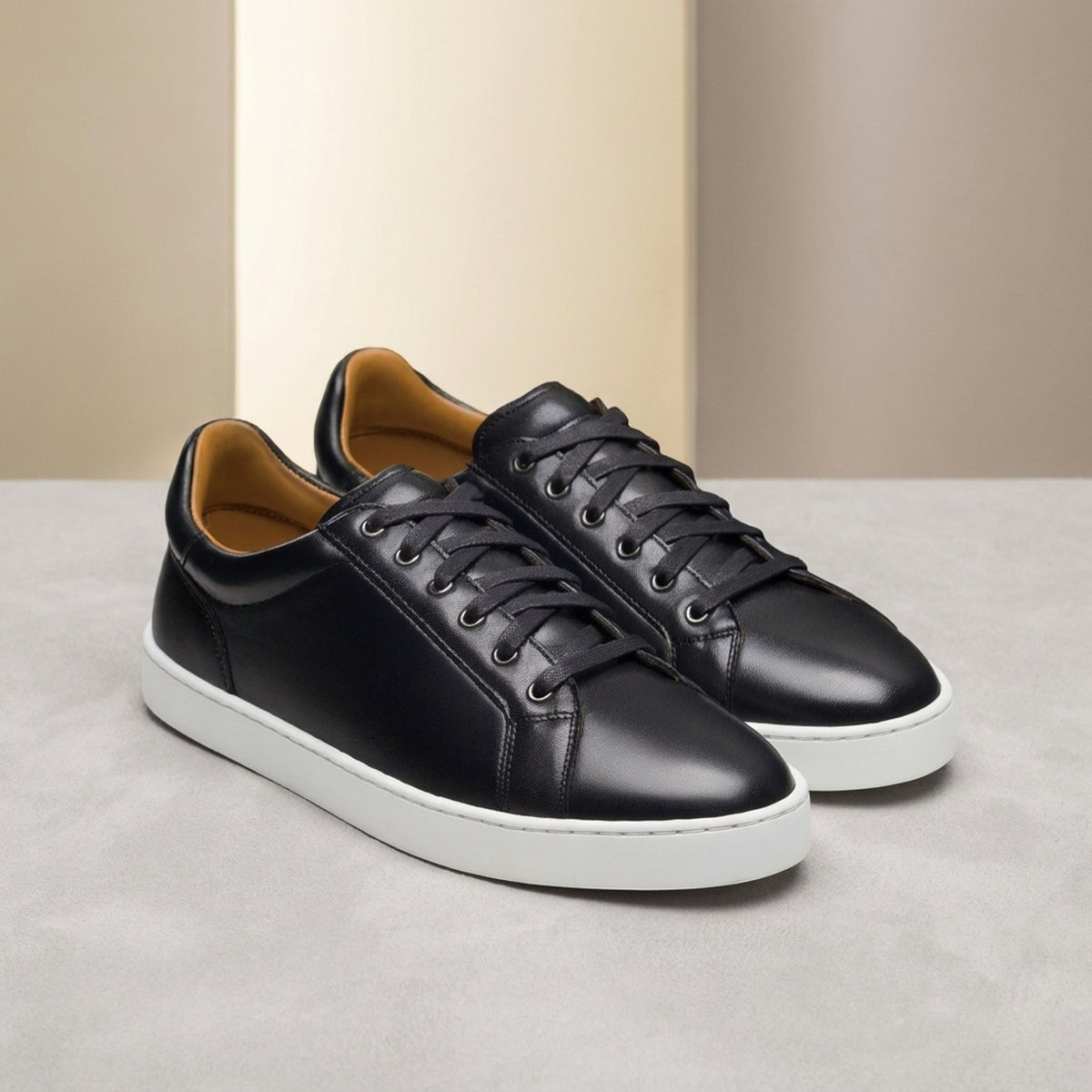 Black Leather Trebbia Low-Top Sneaker