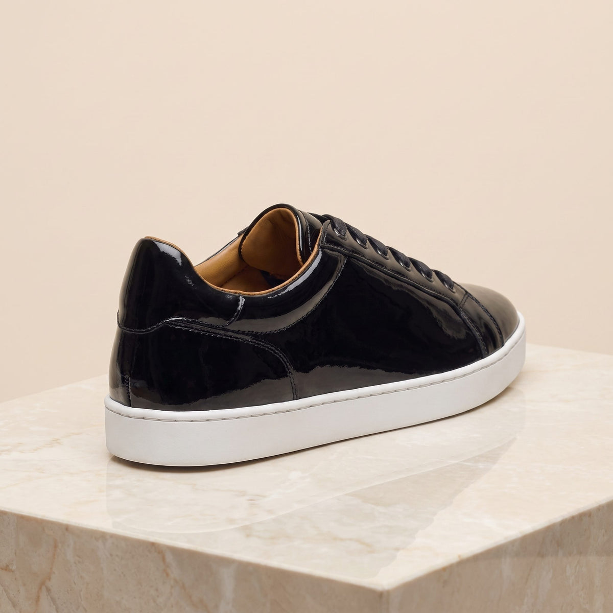 Black Patent Leather Cadore Low-Top Sneaker – back view