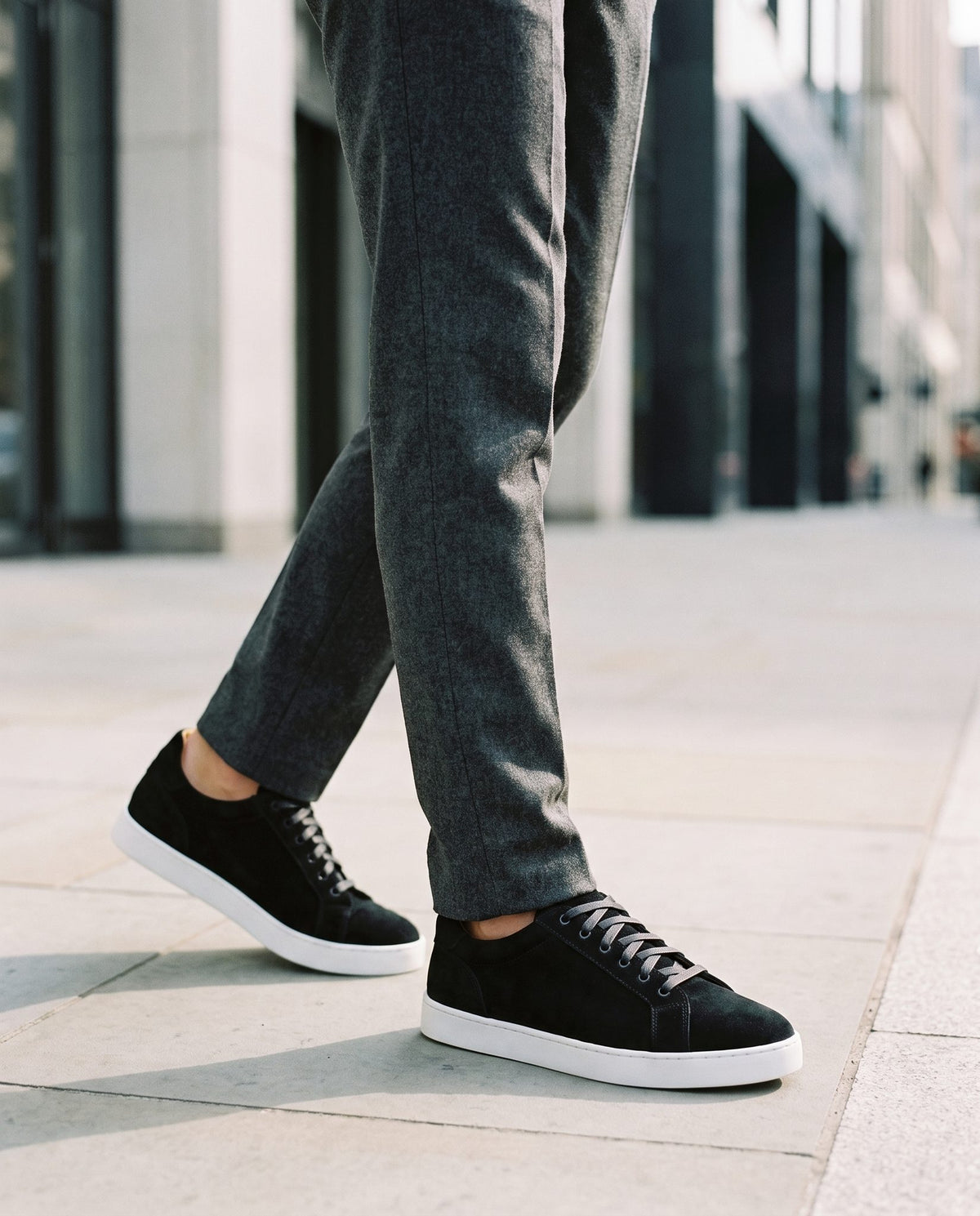 Black Suede Cortina Low-Top Sneaker – lifestyle