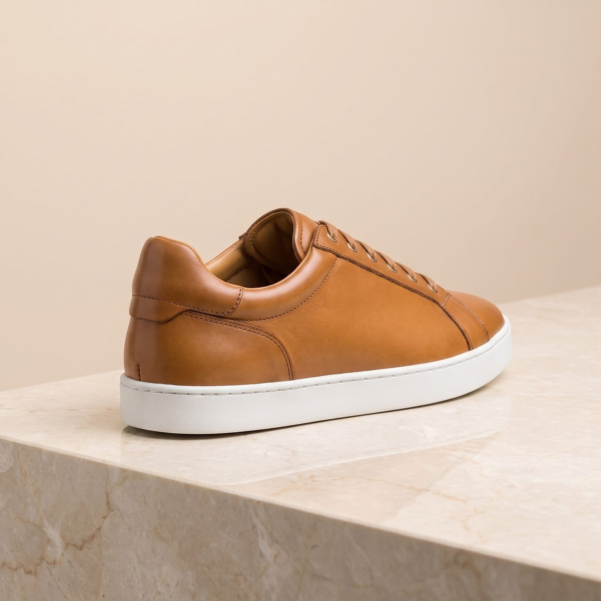 Tan Leather Cesenatico Low-Top Sneaker – back view