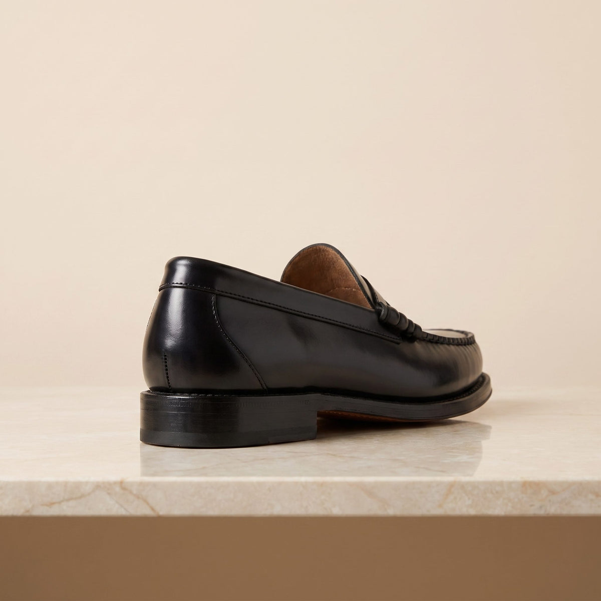 Black Leather Sperlonga Penny Loafer – back view