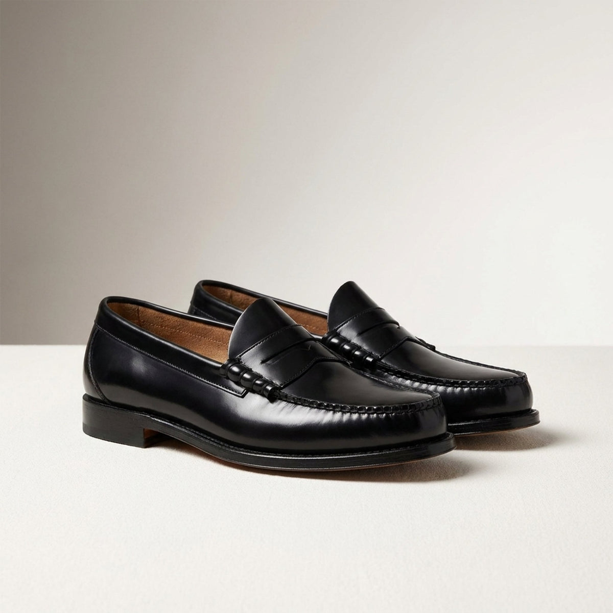 Height Increasing Black Leather Sperlonga Penny Loafer - 3 Inch Hidden Heel