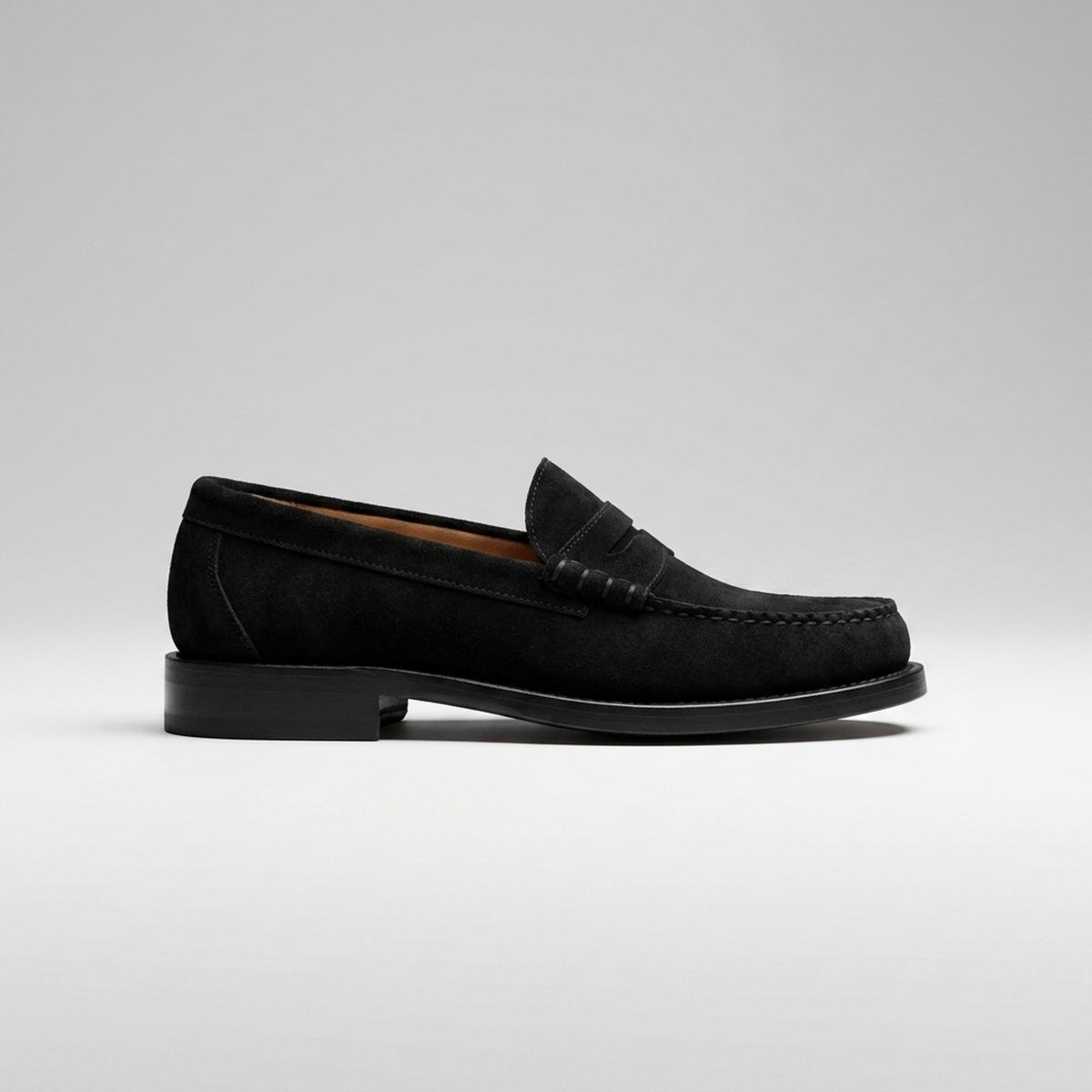 Height Increasing Black Suede Cefalu Penny Loafer - 3 Inch Hidden Heel