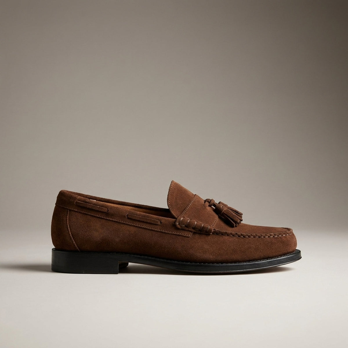 Height Increasing Brown Suede Noto Tassel Loafer - 3 Inch Hidden Heel