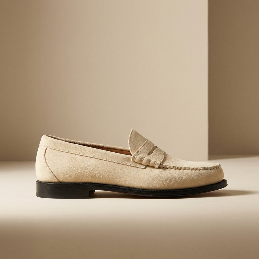 Cream Suede Modica Penny Loafer