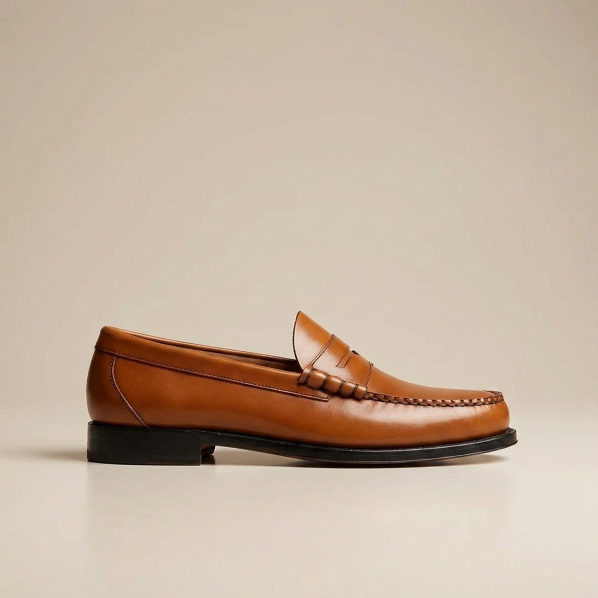 Height Increasing Tan Leather Ragusa Penny Loafer - 3 Inch Hidden Heel