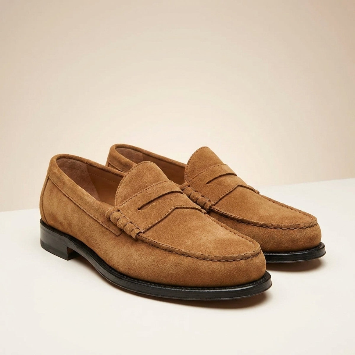 Tan Suede Trani Penny Loafer