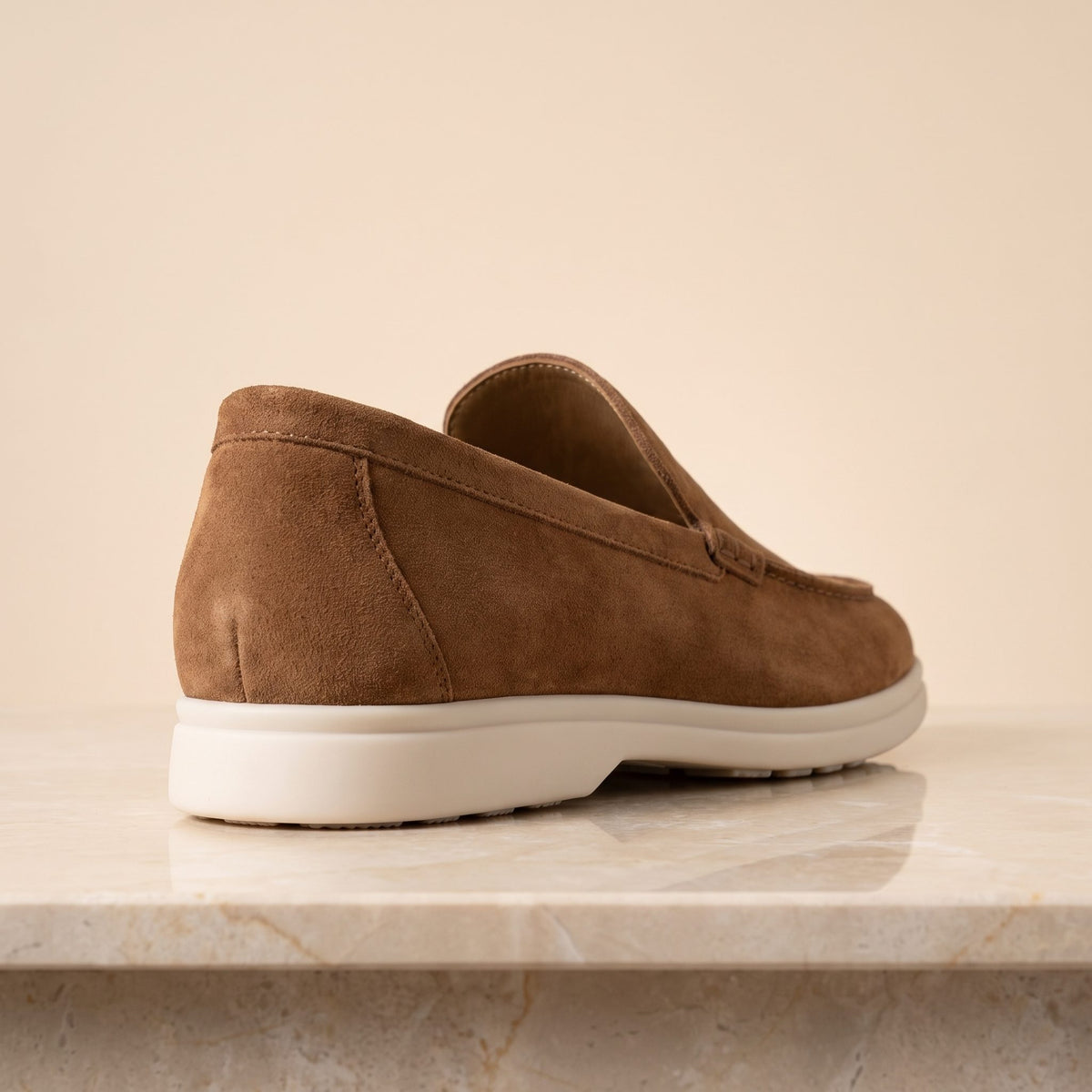 Brown Suede Polignano Plain Moccasin Loafer – back view