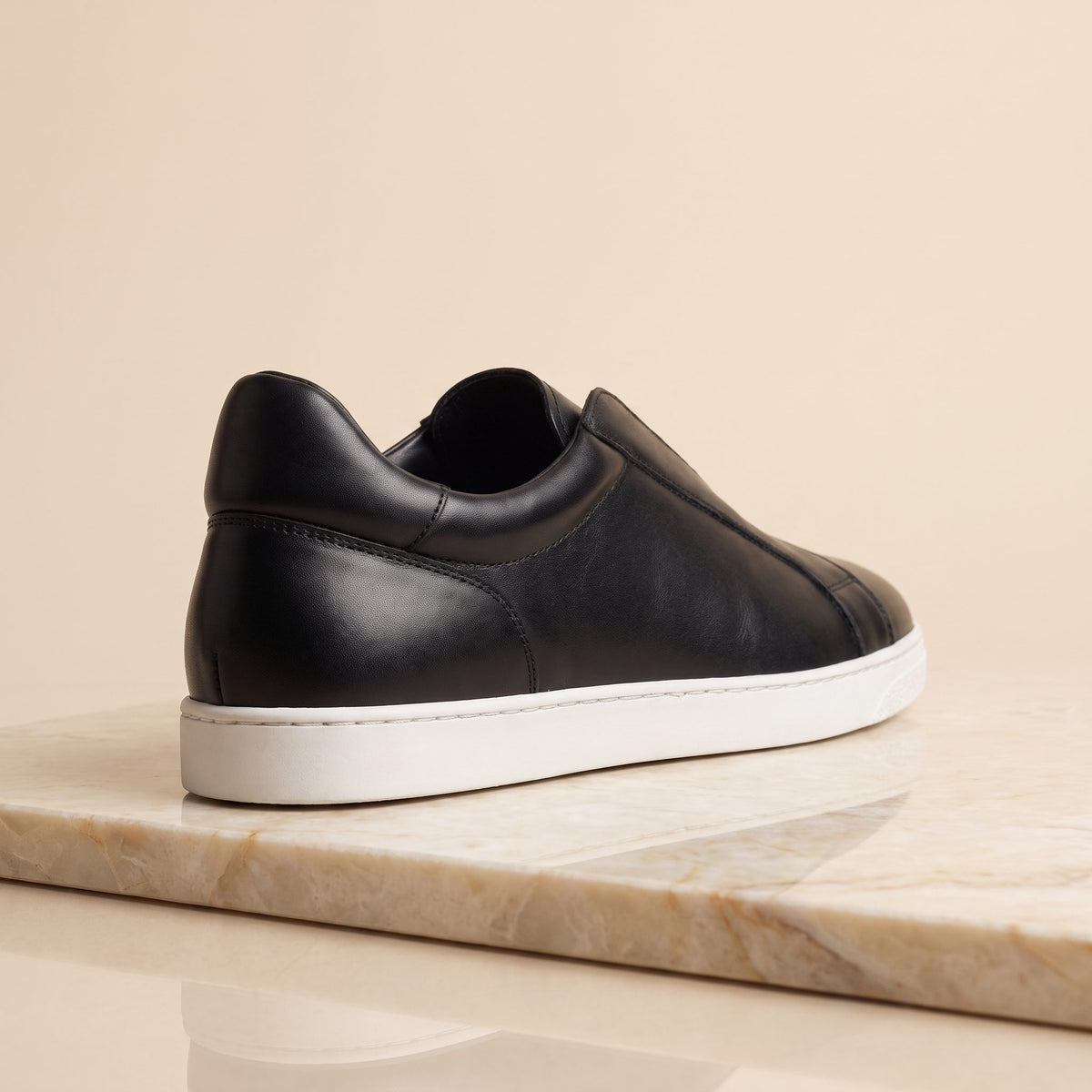Black Leather Ischia Slip-On Sneaker – back view