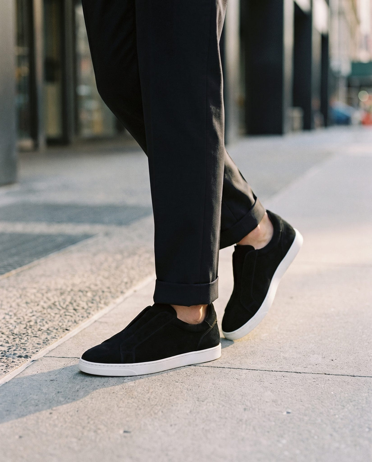 Black Suede Ponza Slip-On Sneaker – lifestyle