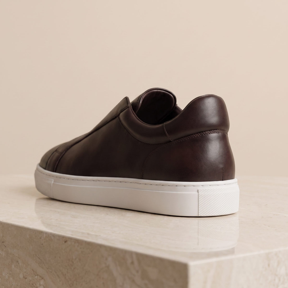 Brown Leather Elba Slip-On Sneaker – back view