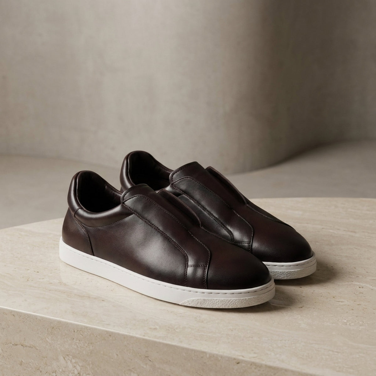 Brown Leather Elba Slip-On Sneaker
