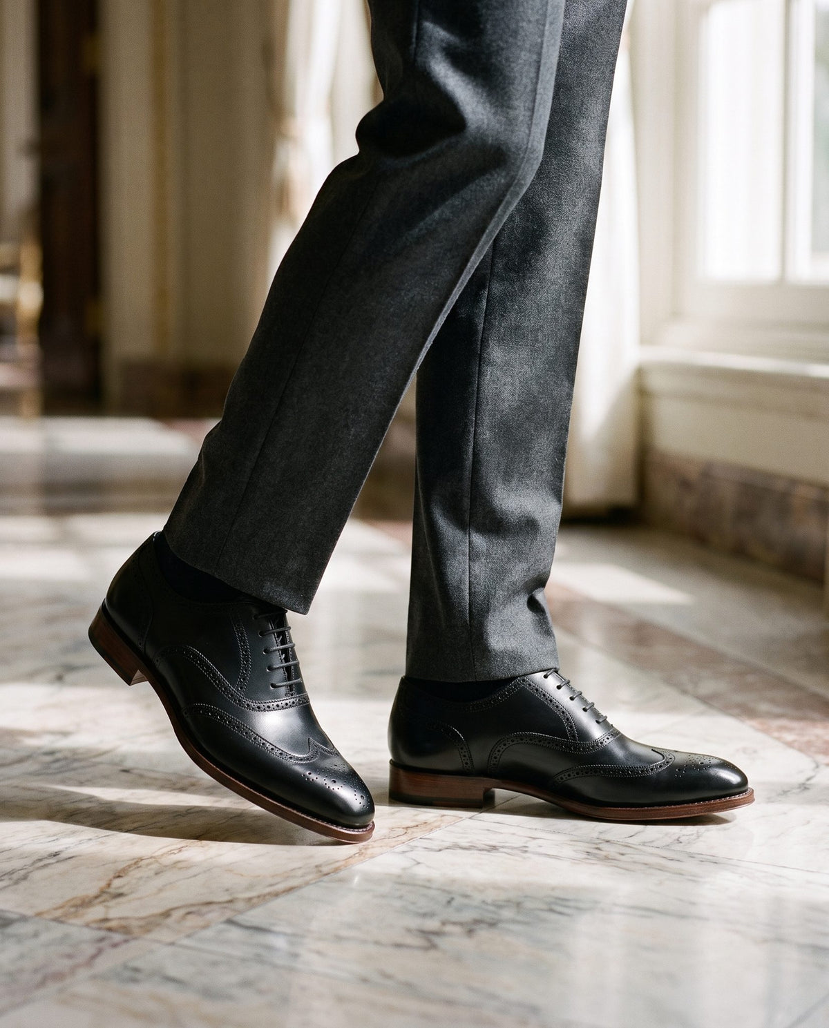 Height Increasing Black Leather Caprera Spectator Wingtip Derby - 3 Inch Hidden Heel – lifestyle