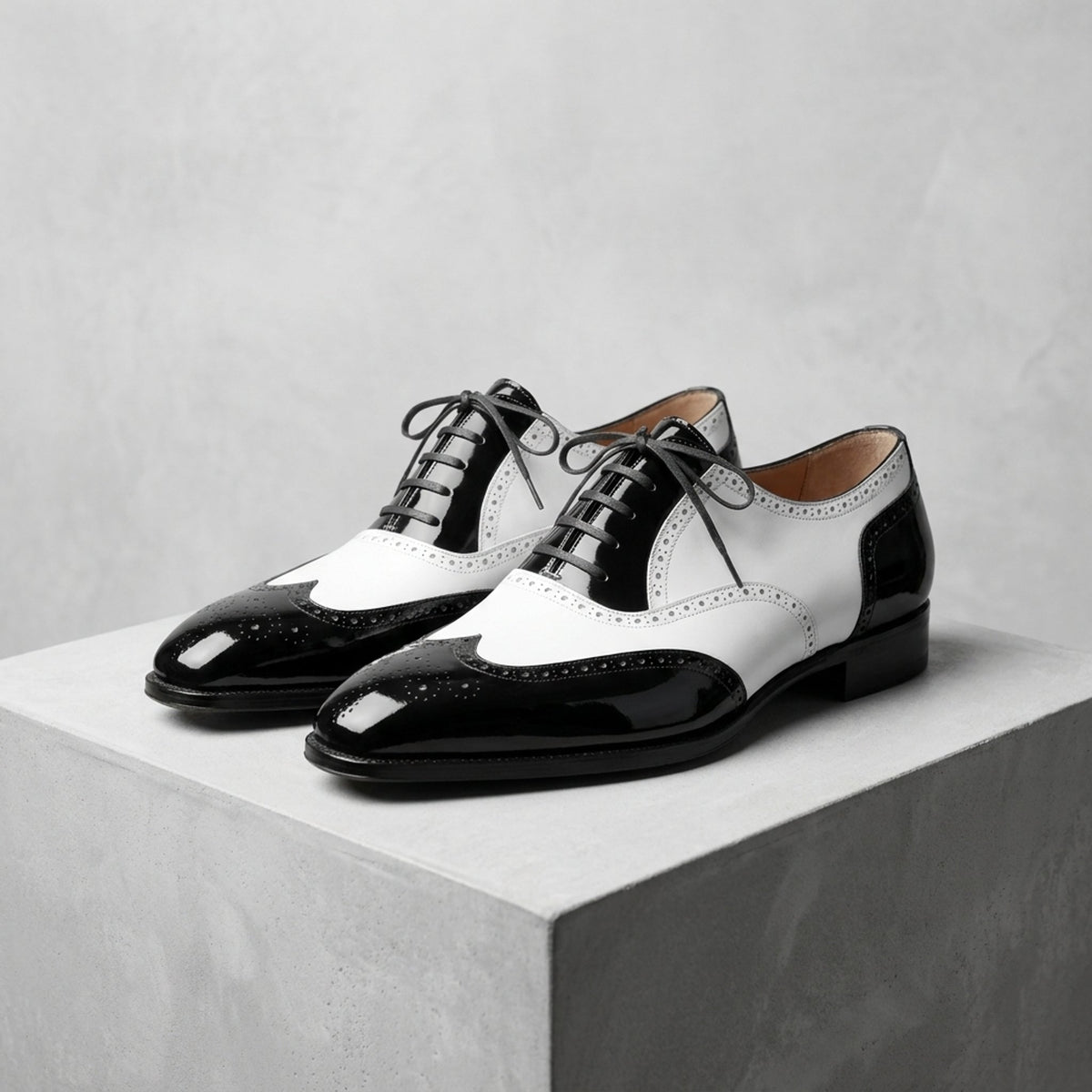 Black Patent Leather Stintino Spectator Wingtip Derby