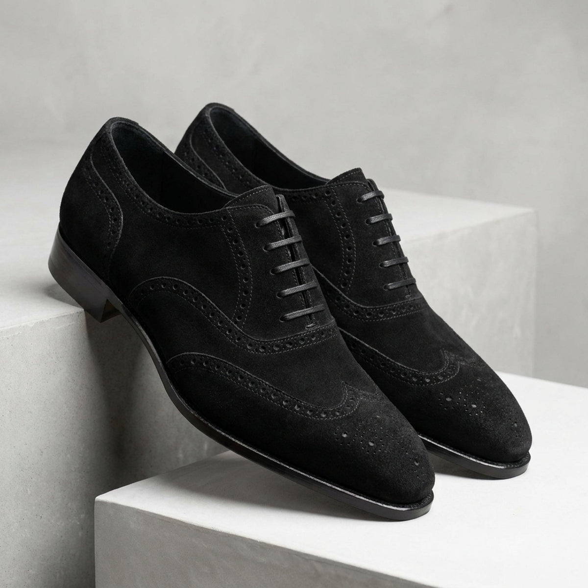 Black Suede Alghero Spectator Wingtip Derby