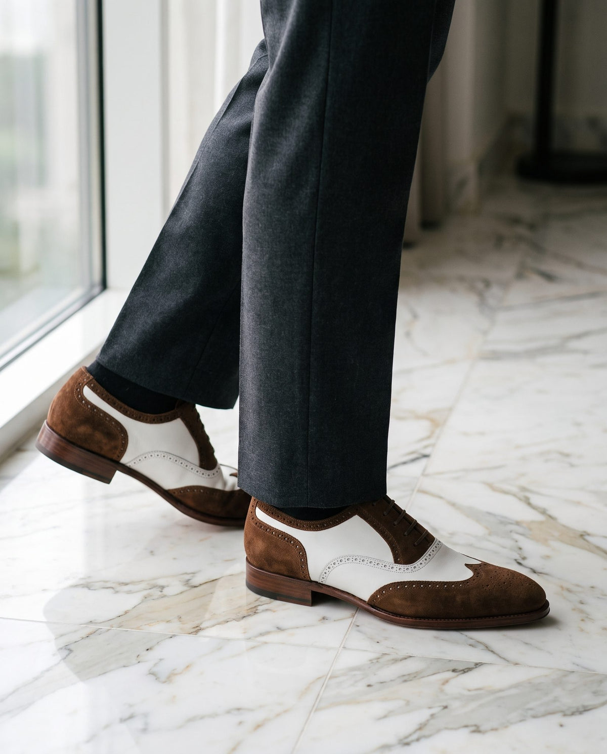 Height Increasing Brown Suede Orosei Spectator Wingtip Derby - 3 Inch Hidden Heel – lifestyle
