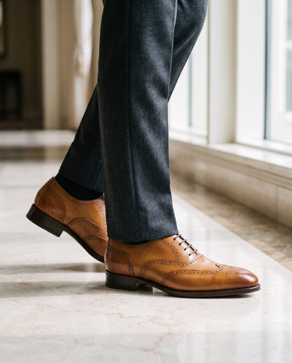 Height Increasing Tan Leather Maremma Spectator Wingtip Derby - 3 Inch Hidden Heel – lifestyle
