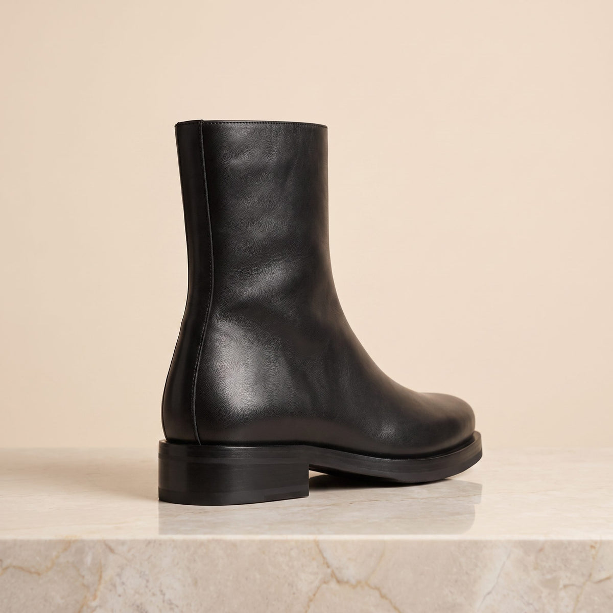 Black Leather Ansedonia Suede Ankle Boot – back view