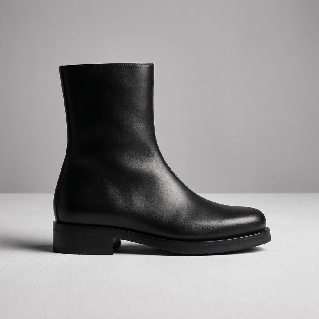 Height Increasing Black Leather Ansedonia Suede Ankle Boot - 3 Inch Hidden Heel
