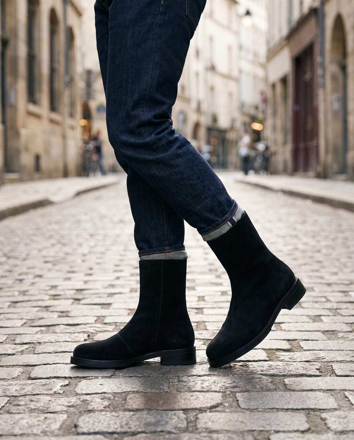 Height Increasing Black Suede Populonia Suede Ankle Boot - 3 Inch Hidden Heel – lifestyle