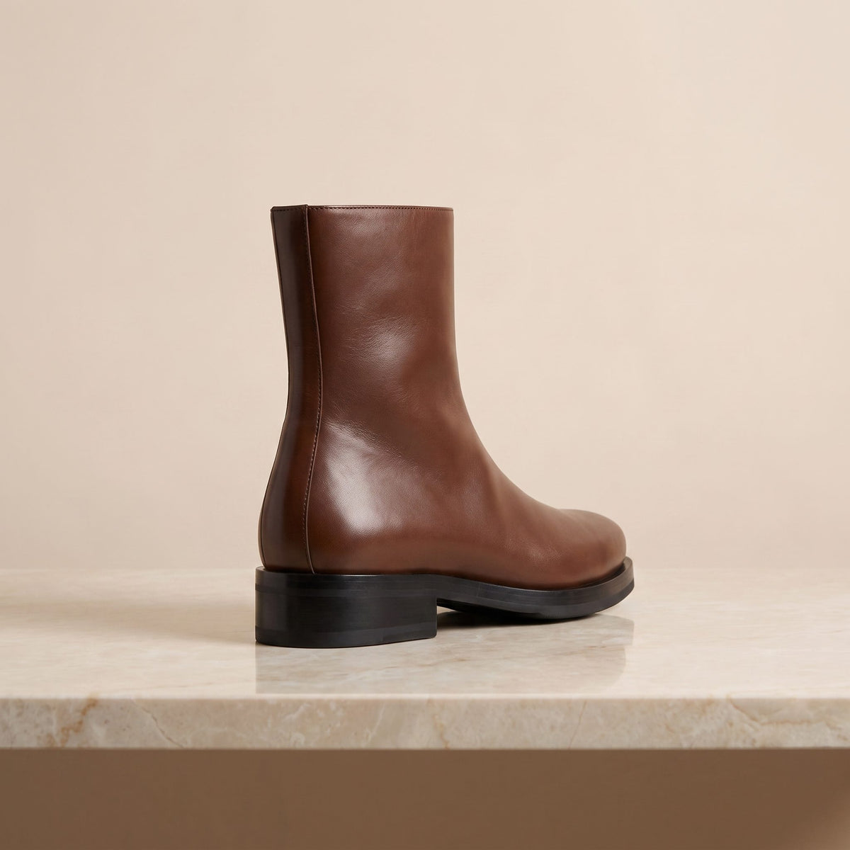 Brown Leather Bolgheri Suede Ankle Boot – back view