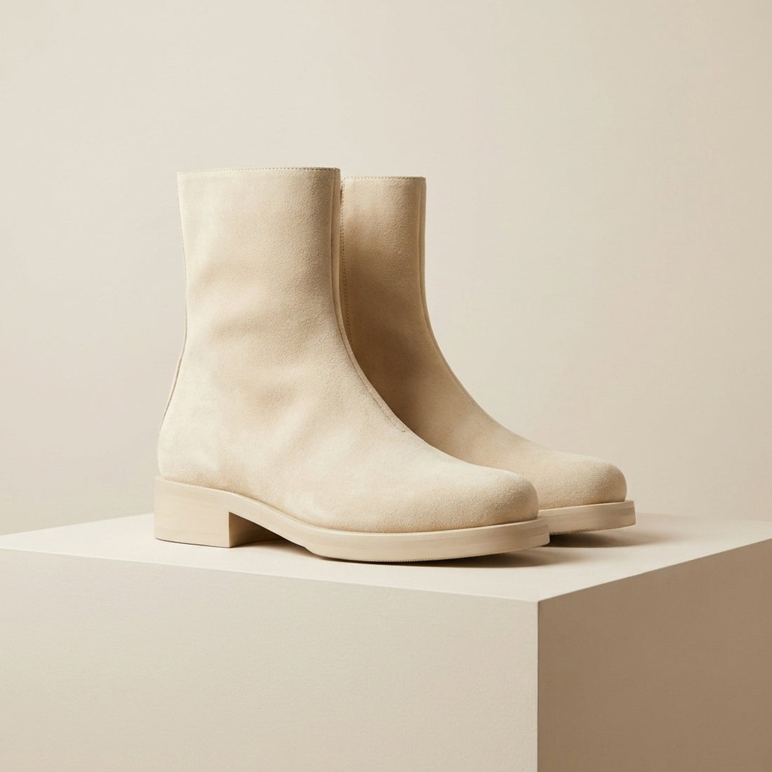 Cream Suede Massa Suede Ankle Boot