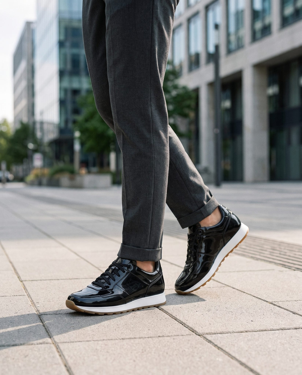 Black Patent Leather Mugello Suede Runner – lifestyle