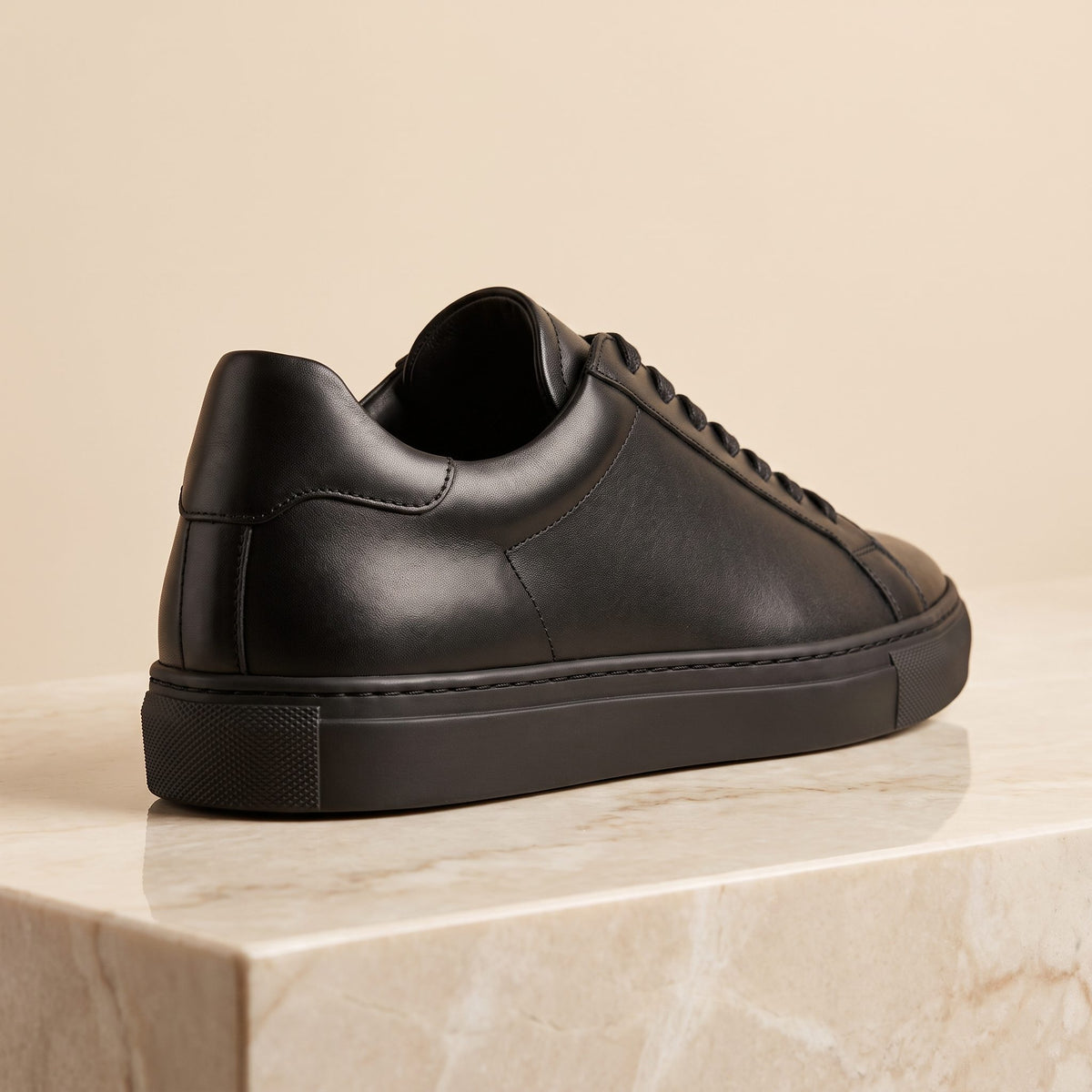 Black Leather Norcia Suede Sneaker – back view