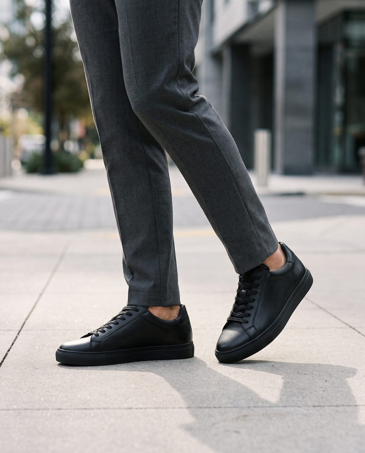 Height Increasing Black Leather Norcia Suede Sneaker - 3 Inch Hidden Heel – lifestyle
