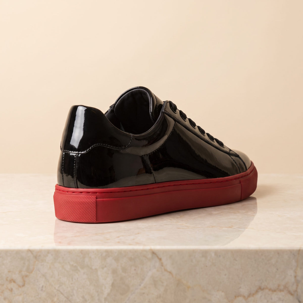 Black Patent Leather Gubbio Suede Sneaker – back view