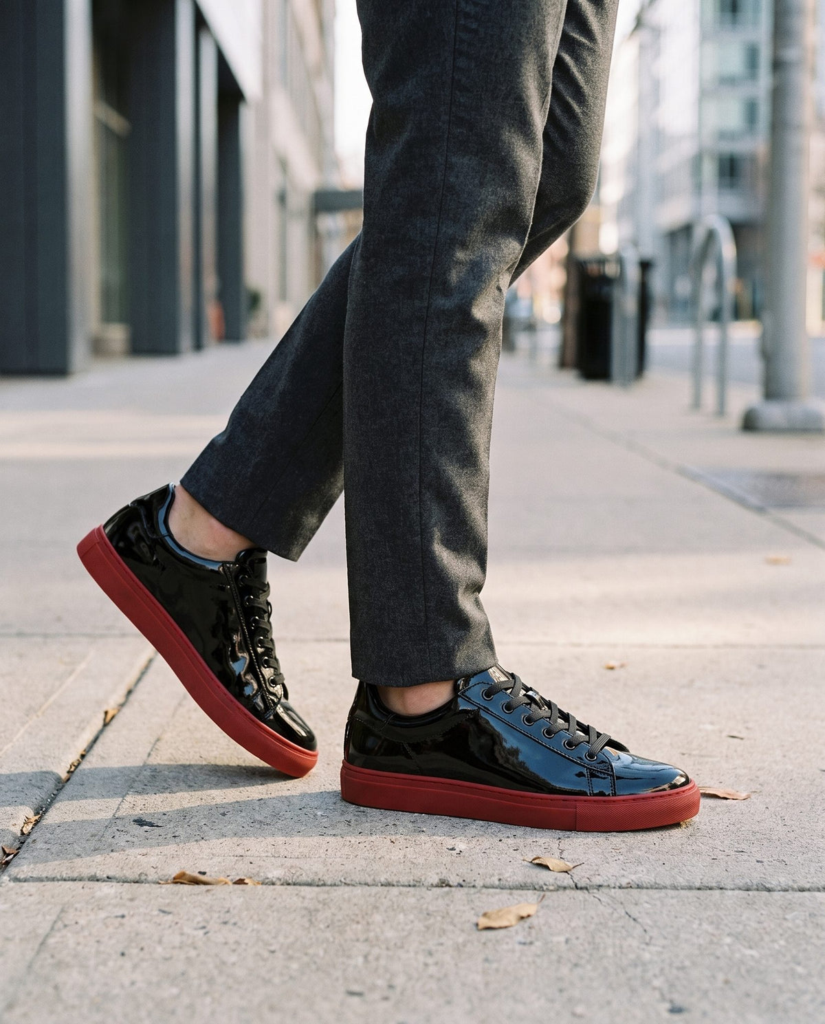 Height Increasing Black Patent Leather Gubbio Suede Sneaker - 3 Inch Hidden Heel – lifestyle